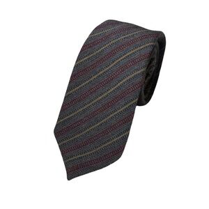 VINTAGE Missoni mens gray stripe 100% wool skinny neck tie EUC